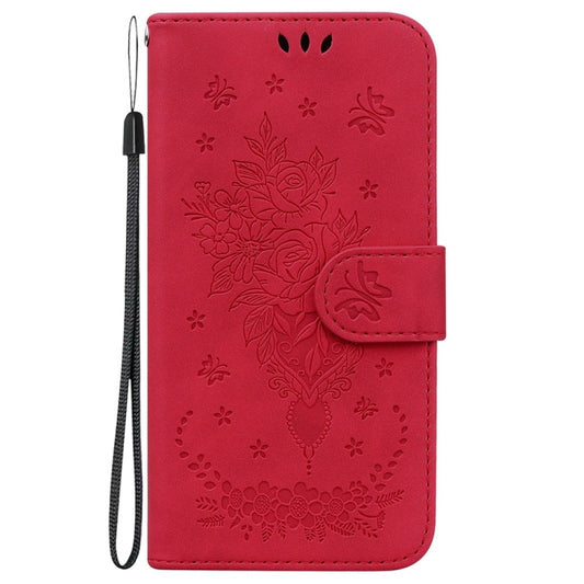 For OPPO A38 4G / A18 Butterfly Rose Embossed Leather Phone Case(Red) - OPPO Cases by buy2fix | Online Shopping UK | buy2fix