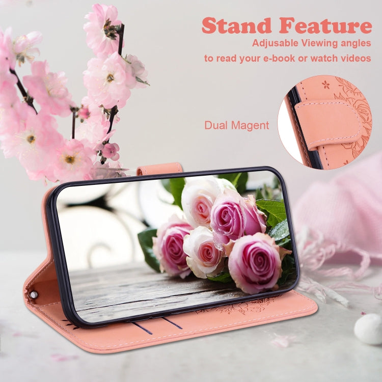 For OPPO Reno11 F Global Butterfly Rose Embossed Leather Phone Case(Pink) - OPPO Cases by buy2fix | Online Shopping UK | buy2fix