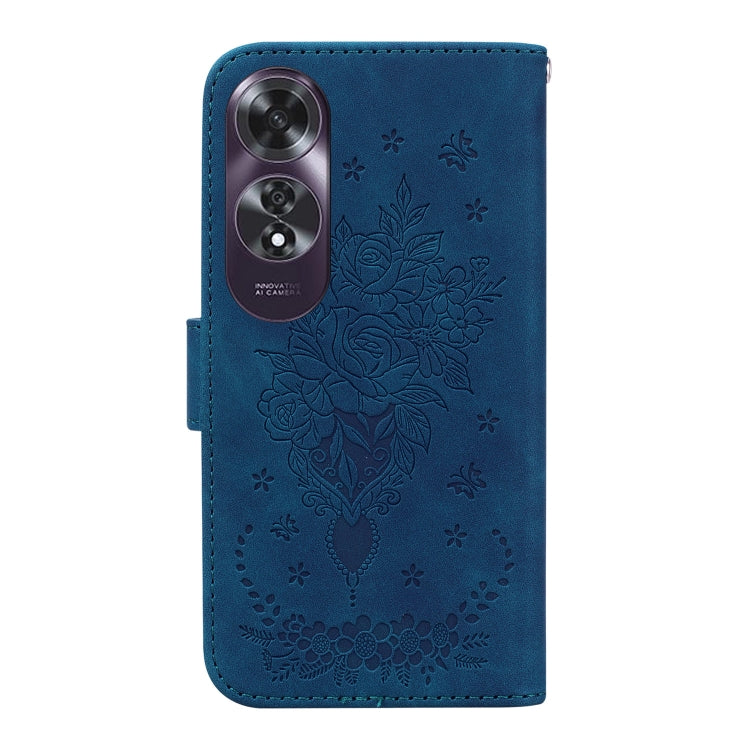 For OPPO A60 4G Butterfly Rose Embossed Leather Phone Case(Blue) by buy2fix