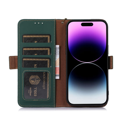 For Honor 90 5G Genuine Leather Magnetic RFID Leather Phone Case(Green) - Honor Cases by buy2fix | Online Shopping UK | buy2fix