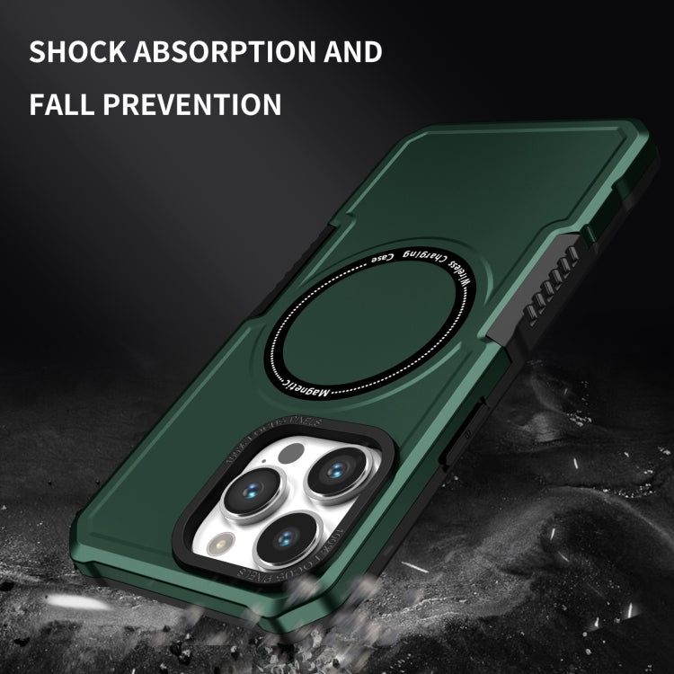 For iPhone 15 Pro Shockproof Armor MagSafe Phone Case(Dark Green) by buy2fix