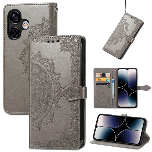 For Ulefone Note 16 Pro Mandala Flower Embossed Leather Phone Case(Grey) by buy2fix
