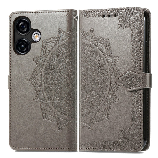 For Ulefone Note 16 Pro Mandala Flower Embossed Leather Phone Case(Grey) by buy2fix