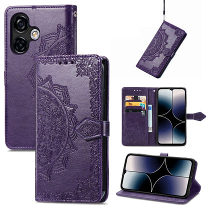 For Ulefone Note 16 Pro Mandala Flower Embossed Leather Phone Case(Purple) by buy2fix