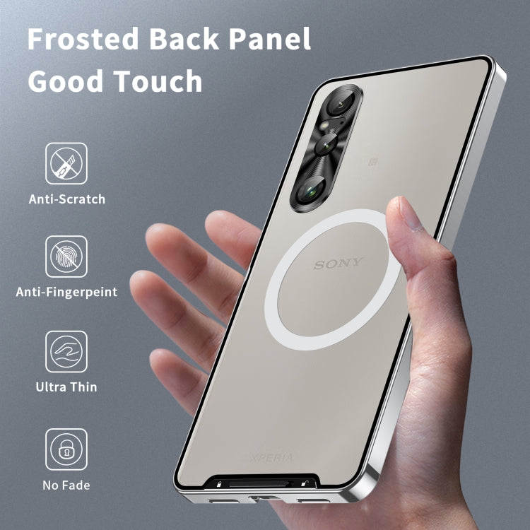 For Sony Xperia 1 VI Frosted Metal MagSafe Magnetic Phone Case(Silver) - Sony Cases by buy2fix | Online Shopping UK | buy2fix
