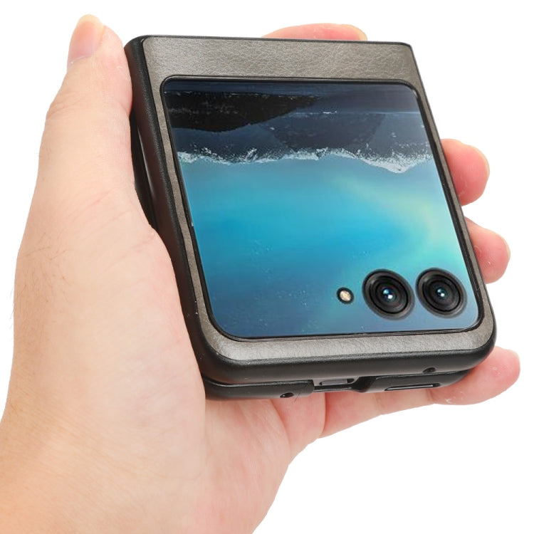 For Motorola Moto Razr 40 Ultra Litchi Texture Back Cover Phone Case(Grey) by buy2fix