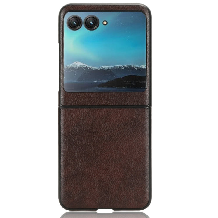 For Motorola Moto Razr 40 Ultra Litchi Texture Back Cover Phone Case(Brown) by buy2fix