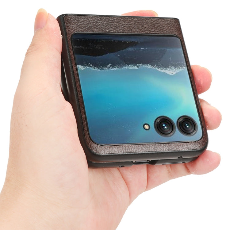 For Motorola Moto Razr 40 Ultra Litchi Texture Back Cover Phone Case(Brown) by buy2fix