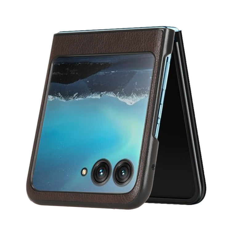 For Motorola Moto Razr 40 Ultra Litchi Texture Back Cover Phone Case(Brown) by buy2fix