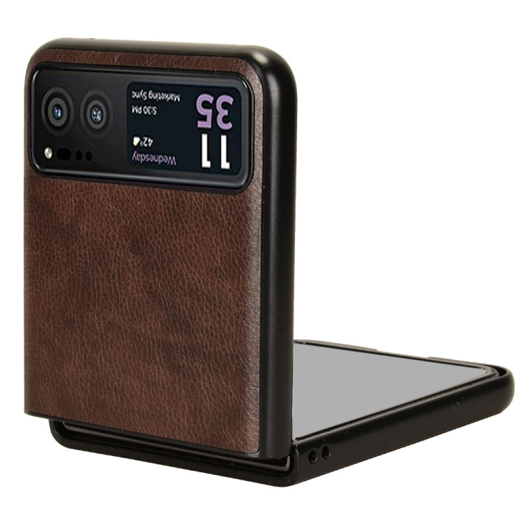 For Motorola Moto Razr 40 Litchi Texture Back Cover Phone Case(Brown) by buy2fix