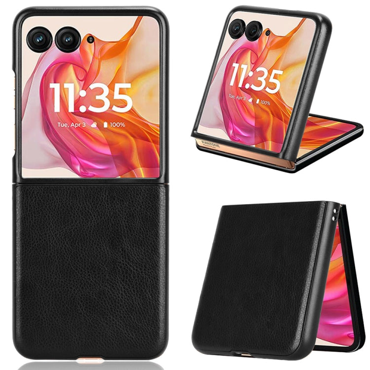 For Motorola Razr 50 Ultra Litchi Texture Back Cover Phone Case(Black) by buy2fix