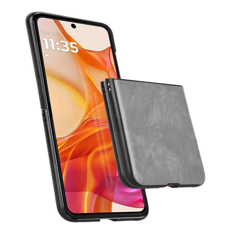 For Motorola Razr 50 Ultra Litchi Texture Back Cover Phone Case(Grey) by buy2fix