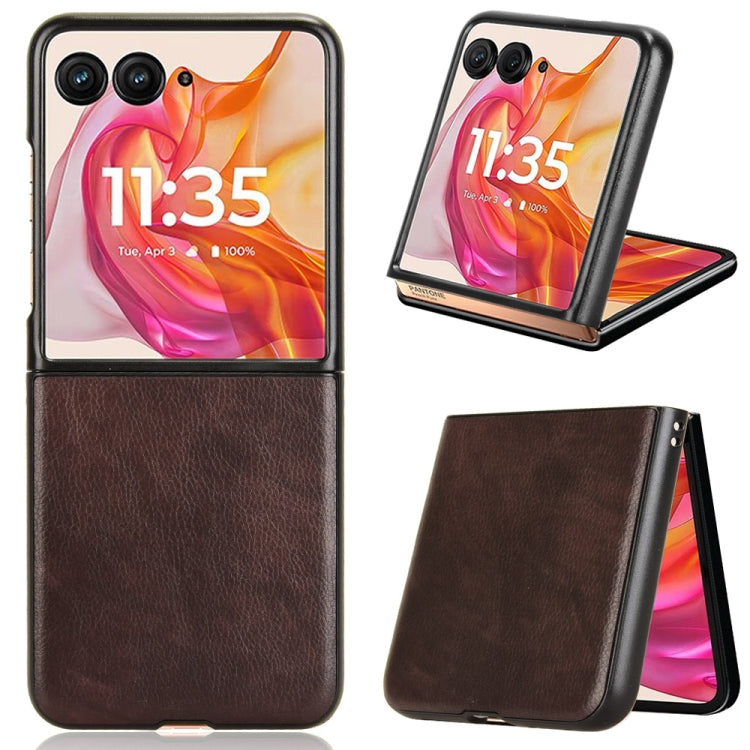 For Motorola Razr 50 Ultra Litchi Texture Back Cover Phone Case(Brown) by buy2fix