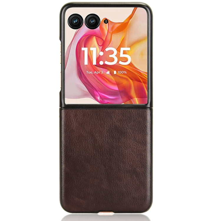 For Motorola Razr 50 Ultra Litchi Texture Back Cover Phone Case(Brown) by buy2fix