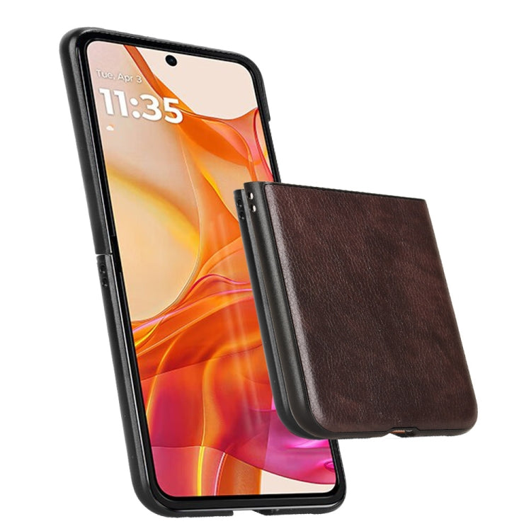 For Motorola Razr 50 Ultra Litchi Texture Back Cover Phone Case(Brown) by buy2fix