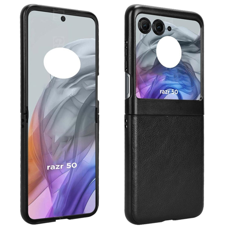For Motorola Razr 50 Litchi Texture Back Cover Phone Case(Black) by buy2fix