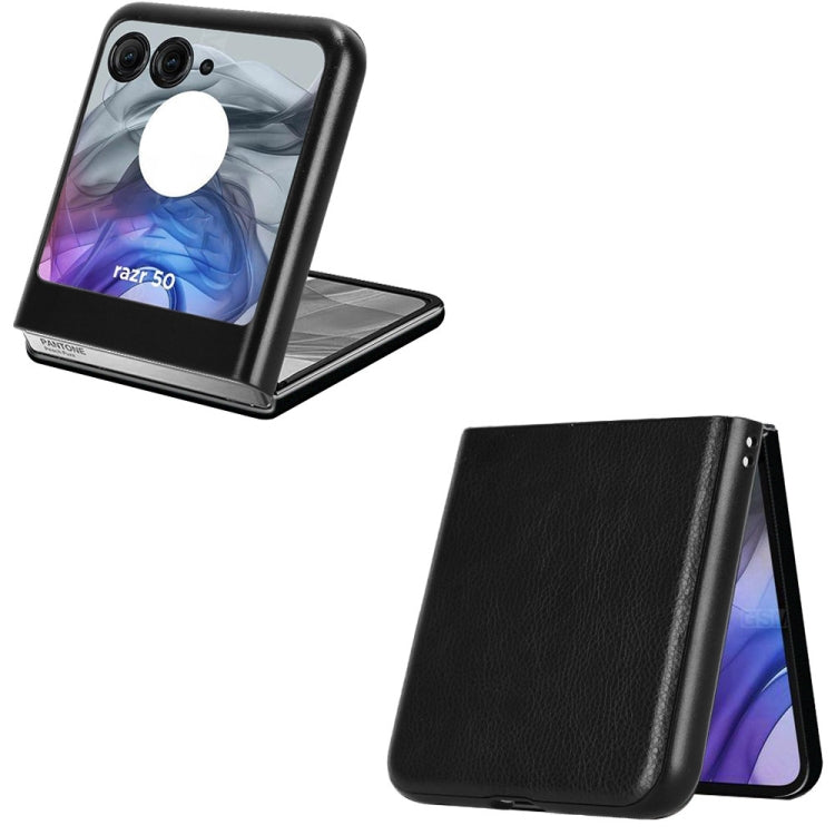 For Motorola Razr 50 Litchi Texture Back Cover Phone Case(Black) by buy2fix