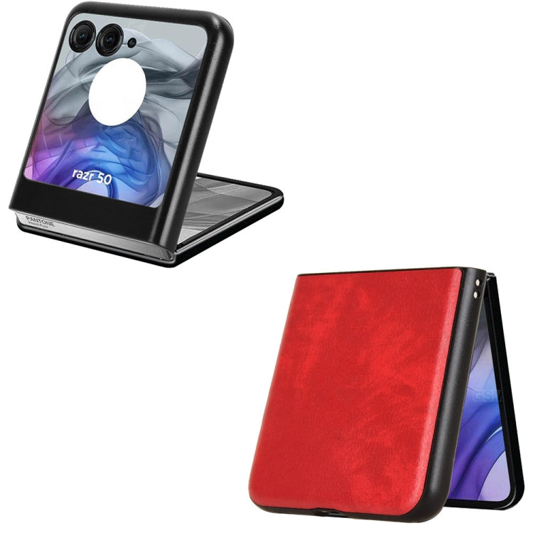 For Motorola Razr 50 Litchi Texture Back Cover Phone Case(Red) by buy2fix