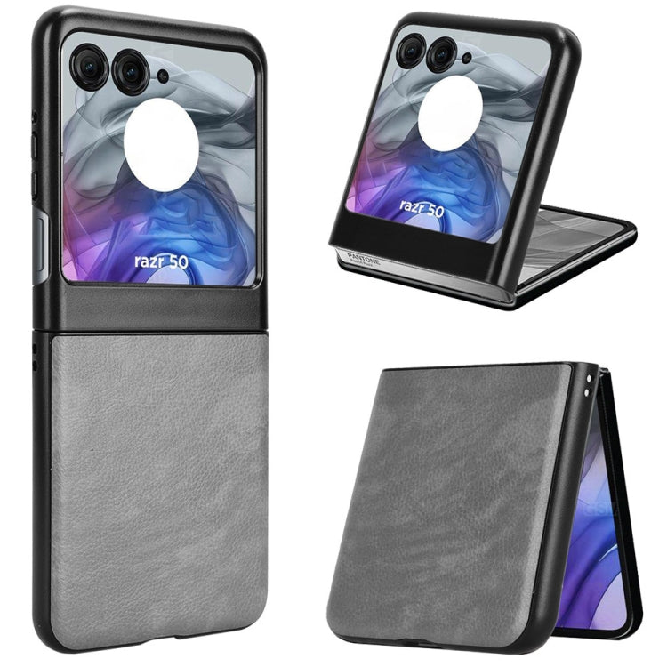 For Motorola Razr 50 Litchi Texture Back Cover Phone Case(Grey) by buy2fix