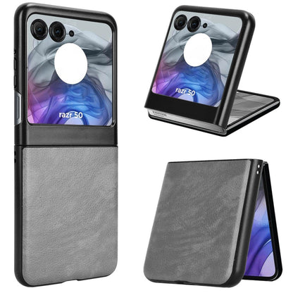 For Motorola Razr 50 Litchi Texture Back Cover Phone Case(Grey) by buy2fix