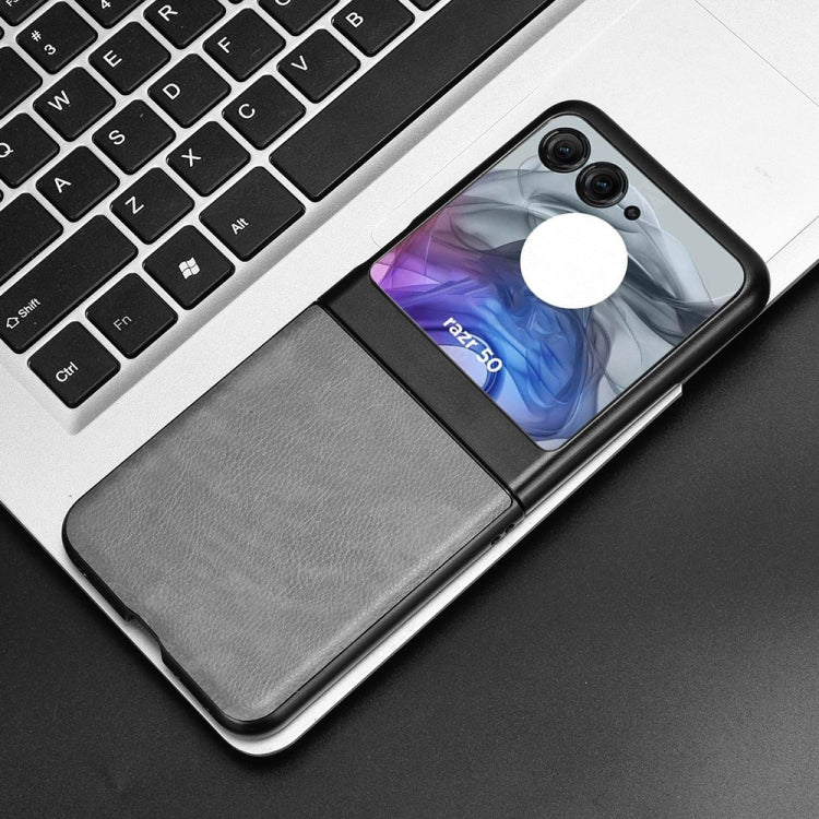 For Motorola Razr 50 Litchi Texture Back Cover Phone Case(Grey) by buy2fix