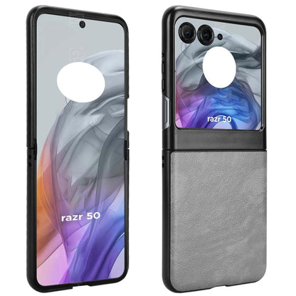 For Motorola Razr 50 Litchi Texture Back Cover Phone Case(Grey) by buy2fix