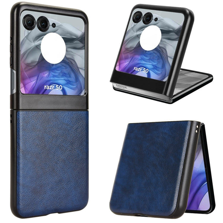 For Motorola Razr 50 Litchi Texture Back Cover Phone Case(Blue) by buy2fix