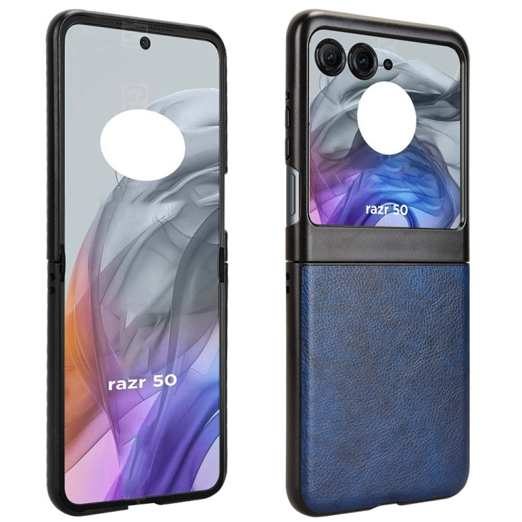 For Motorola Razr 50 Litchi Texture Back Cover Phone Case(Blue) by buy2fix