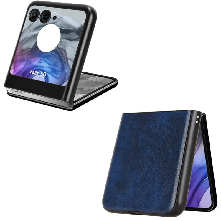 For Motorola Razr 50 Litchi Texture Back Cover Phone Case(Blue) by buy2fix