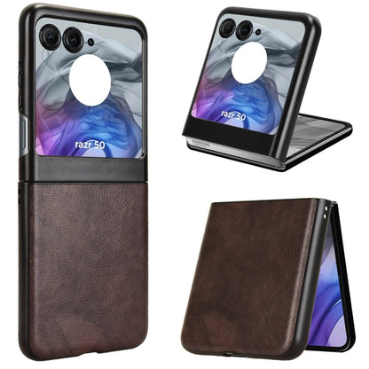 For Motorola Razr 50 Litchi Texture Back Cover Phone Case(Brown) by buy2fix