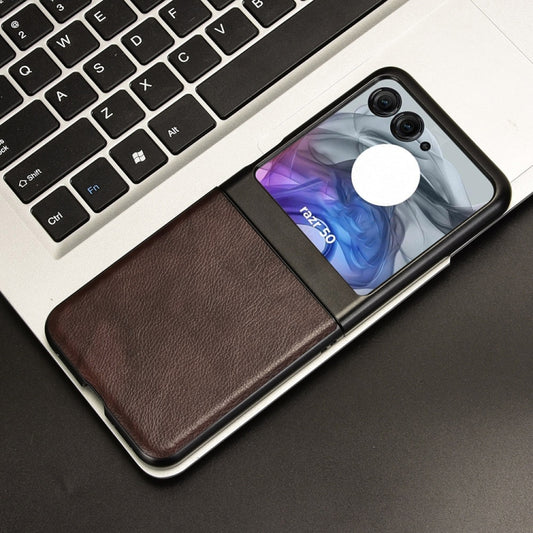 For Motorola Razr 50 Litchi Texture Back Cover Phone Case(Brown) by buy2fix