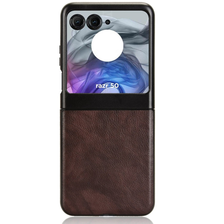 For Motorola Razr 50 Litchi Texture Back Cover Phone Case(Brown) by buy2fix