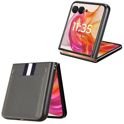 For Motorola Razr 50 Ultra Litchi Texture Card Slot Phone Case(Grey) by buy2fix