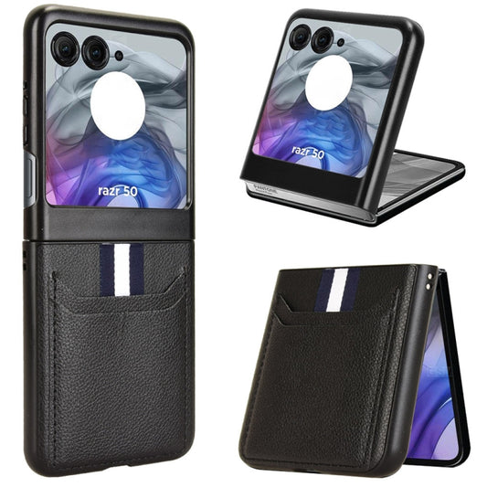 For Motorola Razr 50 Litchi Texture Card Slot Phone Case(Black) by buy2fix