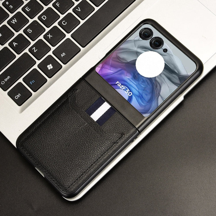 For Motorola Razr 50 Litchi Texture Card Slot Phone Case(Black) by buy2fix