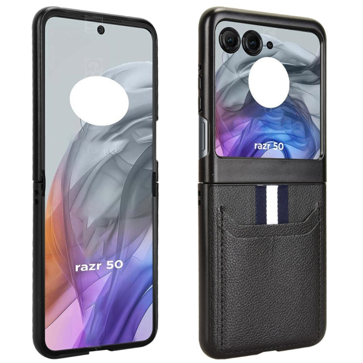 For Motorola Razr 50 Litchi Texture Card Slot Phone Case(Black) by buy2fix