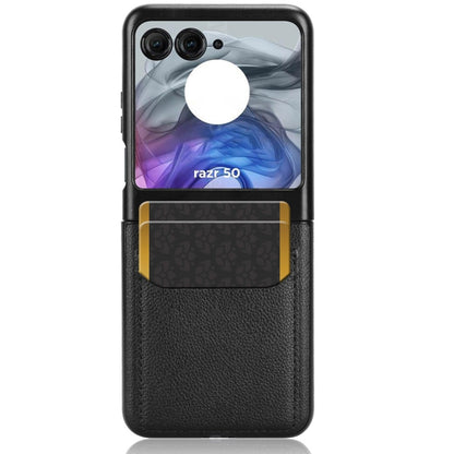 For Motorola Razr 50 Litchi Texture Card Slot Phone Case(Black) by buy2fix