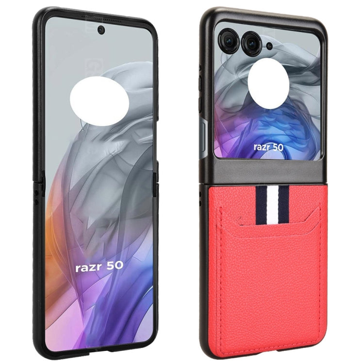 For Motorola Razr 50 Litchi Texture Card Slot Phone Case(Red) by buy2fix