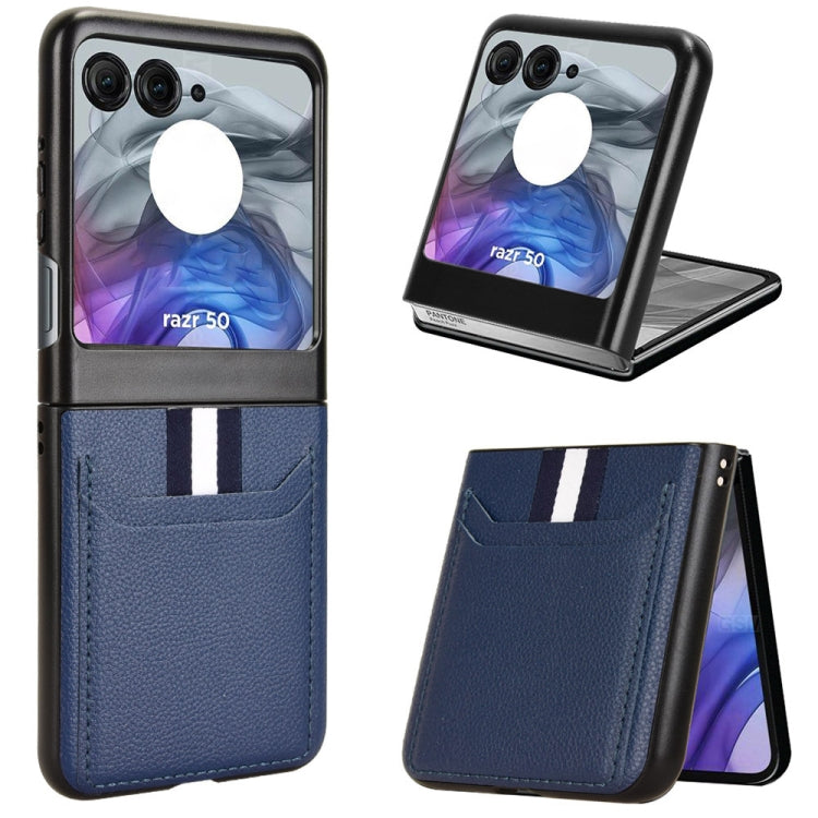 For Motorola Razr 50 Litchi Texture Card Slot Phone Case(Blue) by buy2fix