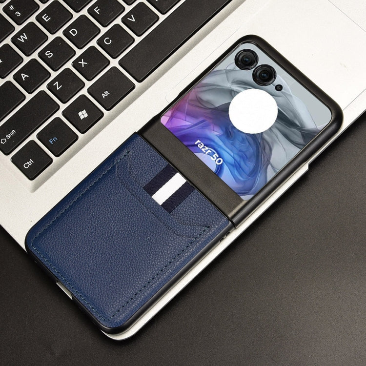 For Motorola Razr 50 Litchi Texture Card Slot Phone Case(Blue) by buy2fix