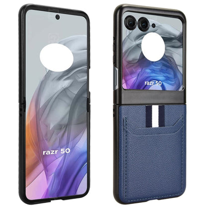 For Motorola Razr 50 Litchi Texture Card Slot Phone Case(Blue) by buy2fix