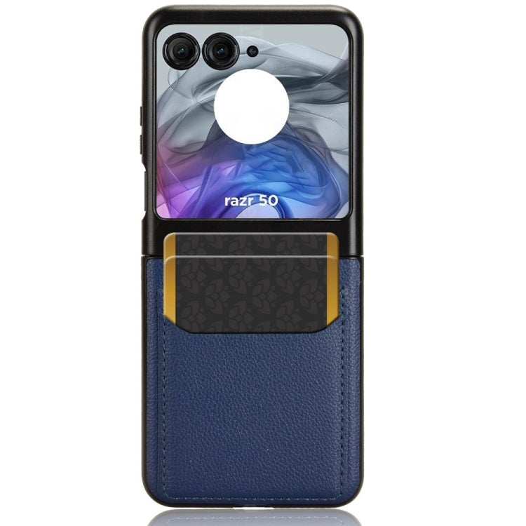 For Motorola Razr 50 Litchi Texture Card Slot Phone Case(Blue) by buy2fix