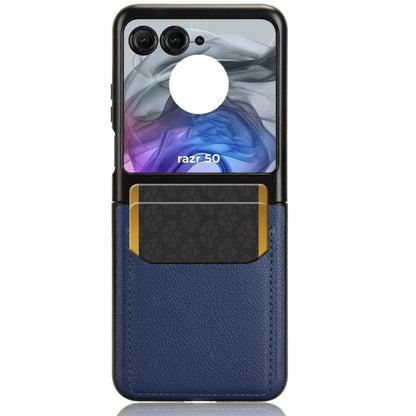 For Motorola Razr 50 Litchi Texture Card Slot Phone Case(Blue) by buy2fix