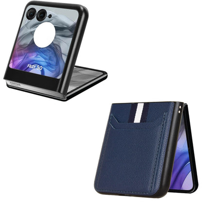 For Motorola Razr 50 Litchi Texture Card Slot Phone Case(Blue) by buy2fix