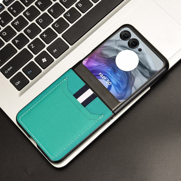 For Motorola Razr 50 Litchi Texture Card Slot Phone Case(Green) by buy2fix