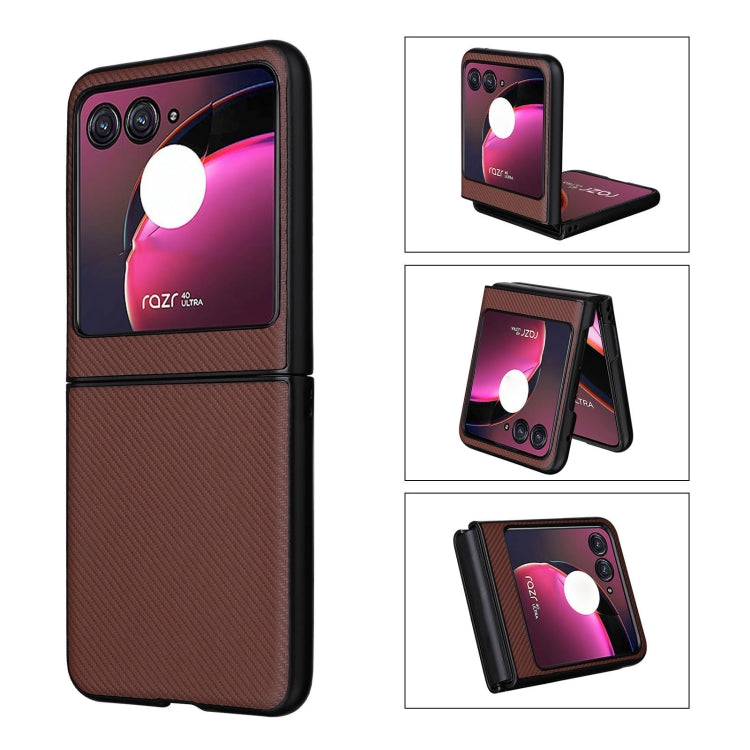 For Motorola Moto Razr 40 Ultra PU Leather PC Phone Case(Brown) by buy2fix