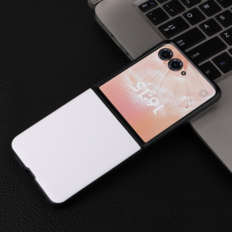 For Motorola Moto Razr 50 Ultra PU Leather PC Phone Case(White) by buy2fix