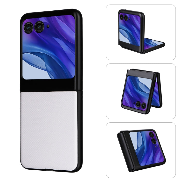 For Motorola Moto Razr 50 PU Leather PC Phone Case(White) by buy2fix