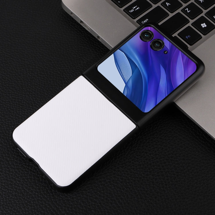 For Motorola Moto Razr 50 PU Leather PC Phone Case(White) by buy2fix