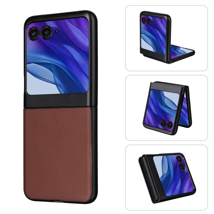 For Motorola Moto Razr 50 PU Leather PC Phone Case(Brown) by buy2fix